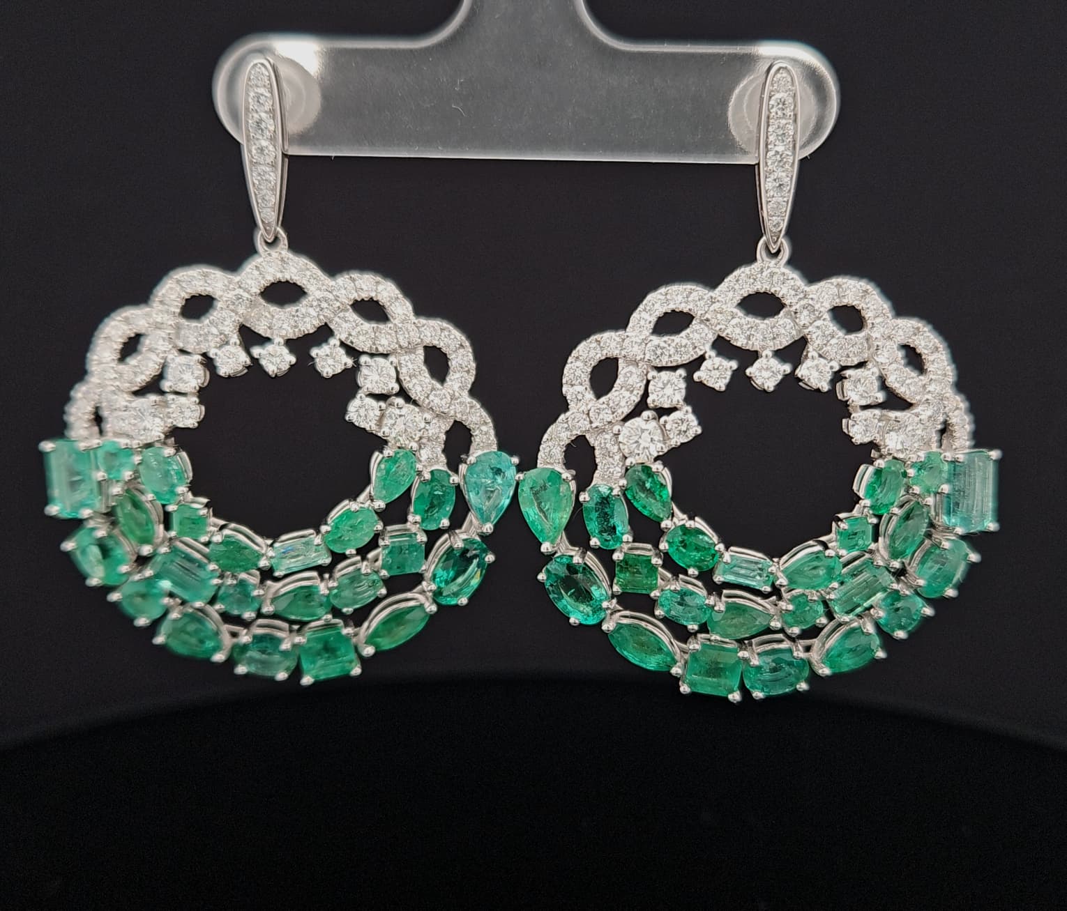 Diamond and Emrald Ear Ring featuring Earrings - Earrings by Joe Jewels