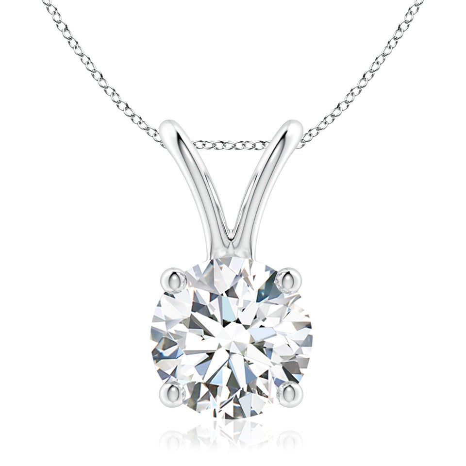 Prong-Set Round Diamond Solitaire V-Bale Pendant featuring Pendant - Pendant by Joe Jewels