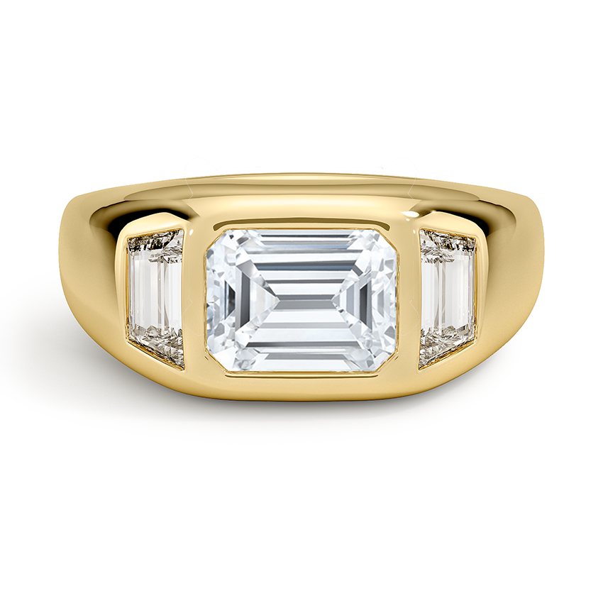 Sloane Three Stone Trapezoid Dome Diamond Ring (1/2 ct. tw.) in 14K Yellow Gold featuring Ring - Ring by Joe Jewels